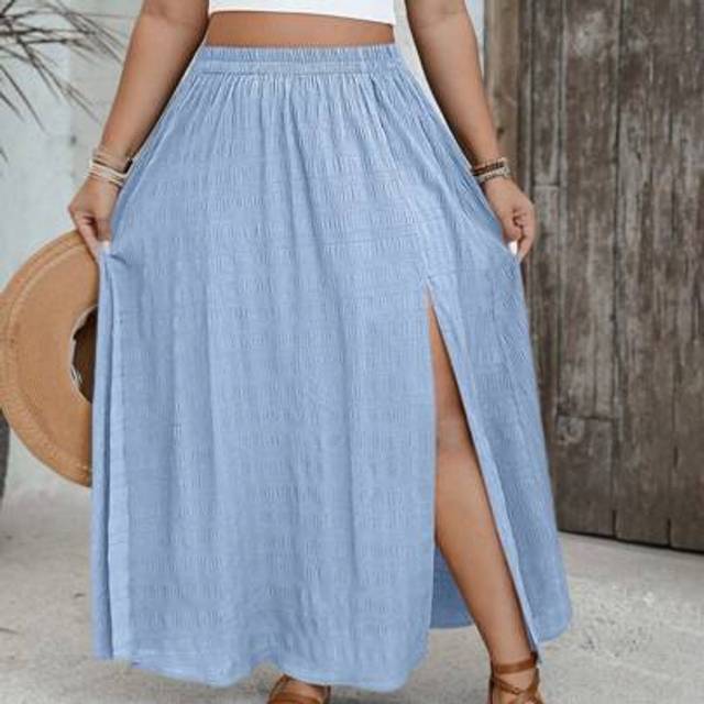SHEIN Plus Size Solid Color Casual Skirt, Fashionable For Summer