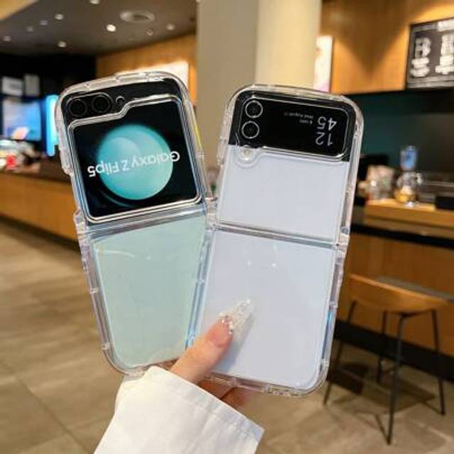 SHEIN Reinforced Photo Frame Case Compatible With Samsung Galaxy Z Flip6/Z Flip5/Z Flip4/Z Flip3 Foldable Phones - Slim Clear Protective Cover With Minimali