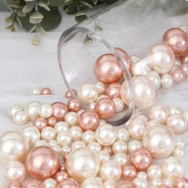 SHEIN 100pcs 10mm/14mm/20mm White Faux Pearl Beads, Glossy, Non-Holed, DIY Craft Beads, Faux Pearl Strands, Great For Floating Candles, Faux Peas, Party Dec