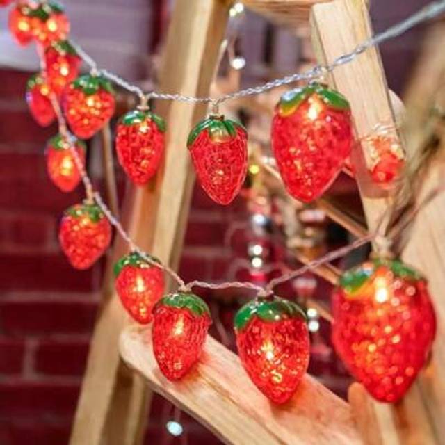 SHEIN 10/20 LED Strawberry String Lights Battery Operated LED Fairy Fantastic Lights For Bedroom Baby Room Child Room Birthday Party Decor Gifts Graduation