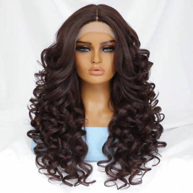 SHEIN 13X5X1.5 Black Brown Curly Wig Synthetic Lace Front Wigs For Women Blonde Orange Female Lace Wig Cosplay Hair Daily Use