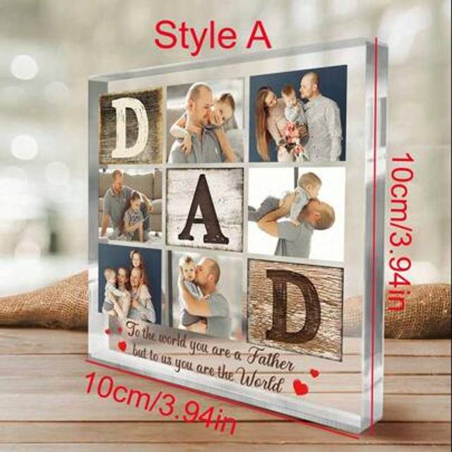 SHEIN 1pc Custom Acrylic Photo Frame ,Personalized Dad Nameplate With Photo, Father&#39;s Day Gift, Dad&#39;s Birthday Gift, Customized Photo Plaque For Dad, Acryli