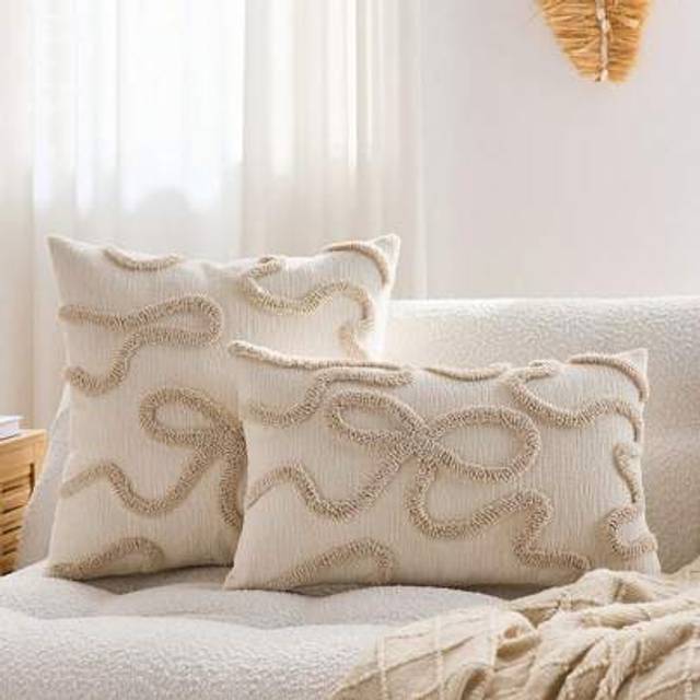 SHEIN 1pc, Nordic Ins Style Embroidered Throw Pillow Sofa Bed Head Cushion Waist Pillow Tufted Tassel Bay Window Futon Throw Pillow 45 * 45cm
