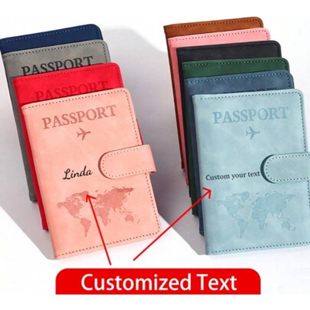 SHEIN 1 PC Custom Text Passport Holder, Personalized Passport Cover, Customized Name Number Mailbox Passport Cover, PU Passport Cover, Ticket Holder, ID Hol