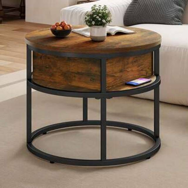 SHEIN Coffee Table With Lift Top, Lift Up Coffee Table Round With Hidden Storage Compartment, 60x60x47cm
