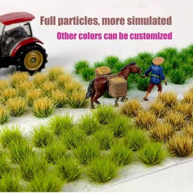 SHEIN 8PCS Miniature Static Grass Cluster Bush Tufts For HO N Train Railway Micro Airtificial Realistic Diorama Scene Layout