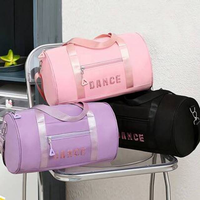 SHEIN Solid Color Cute Ballet Dance Duffle Bag Gym Fitness Travel Luggage Waterproof Bag For Students, Fits Ballet Tutu, Tap Dance, Weekend Sleepover,Large,