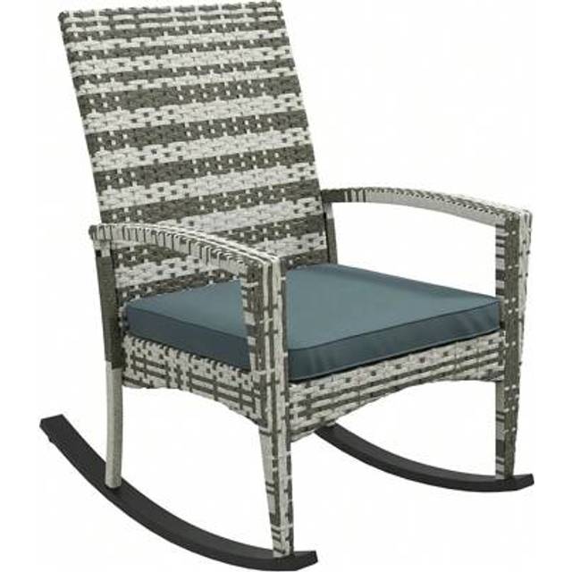 SHEIN 2025&#39;s Hottt-Outsunny PE Rattan Garden Rocking Chair, Outdoor Rocking  Cushion, 160 KG Capacity Wicker Garden Armchair Rocker  Metal Frame For Patio,