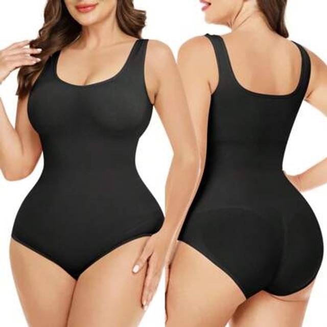 SHEIN Women Shapewear Bodysuit Seamless Tummy Control Slimming One-Piece Tank Top Solid Color Sleeveless Yoga High Stretch Bodysuit ,Bodysuit For Daily Wear