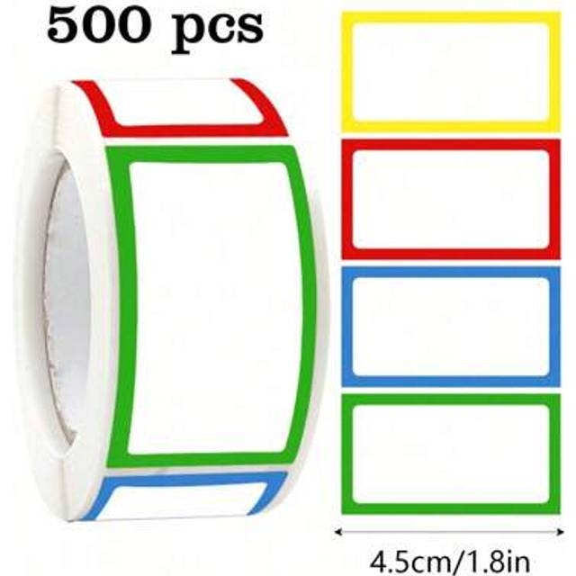 SHEIN 250pcs/Roll Colorful Blank Sticker Labels, Handwritten Markers Roll-Up Sorting Labels, PVC Waterproof Large Size Bottle & Spice Jar Labels,School Supp