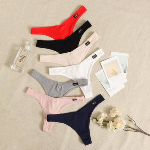 SHEIN 7packs Letter Patch Detail No Show Sexy Thongs