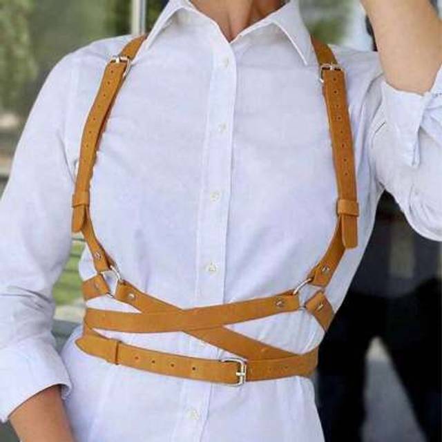 SHEIN 1pc Plus Size Women&#39;s Black PU Leather Punk Belt, Suitable For Party, Festival, Celebration