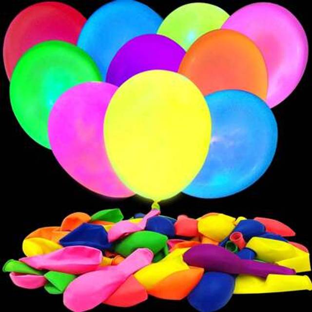 SHEIN 10/50/100pcs UV Neon Balloons Glow In The Dark Balloons Neon Party Supplies Black Light Balloons For Glow Party Helium Fluorescent Latex Neon Balloons
