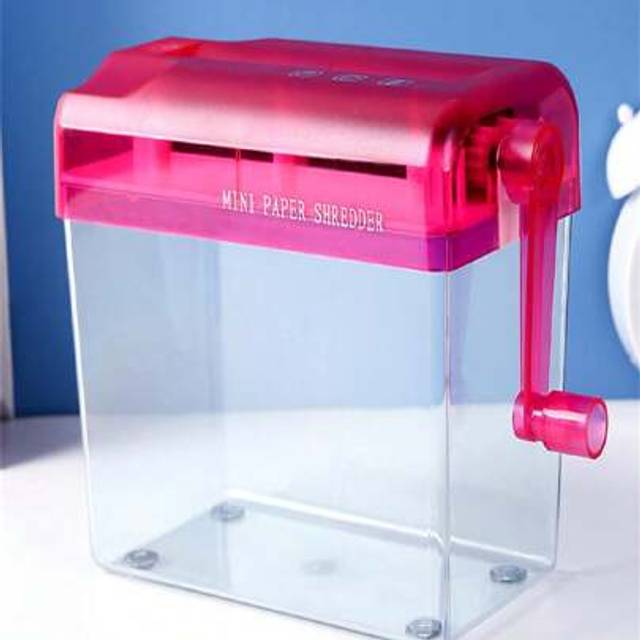 SHEIN One Piece Office Manual Shredder Household Small Mini Paper Shredder Tool Hand Cranked A6 File Shredder
