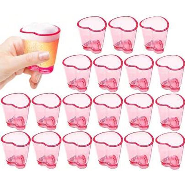 SHEIN 6/12pcs Heart Shaped Shot Glasses Set, Mini Cute Bar Accessories, 1.5 Oz, Suitable For Lemon Liqueur, Vodka, Aperitif, Dessert, Espresso, Tequila Blan