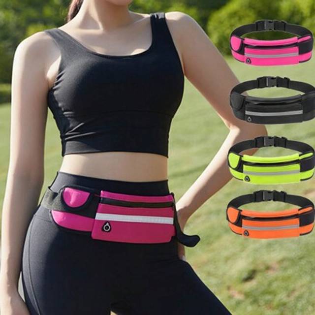 SHEIN 1 Pc Men Women Waistbag Marathon Running Outdoor Riding Fitness With Water Bottle Waterproof Phone Sport Male Female Belt Waist Bags