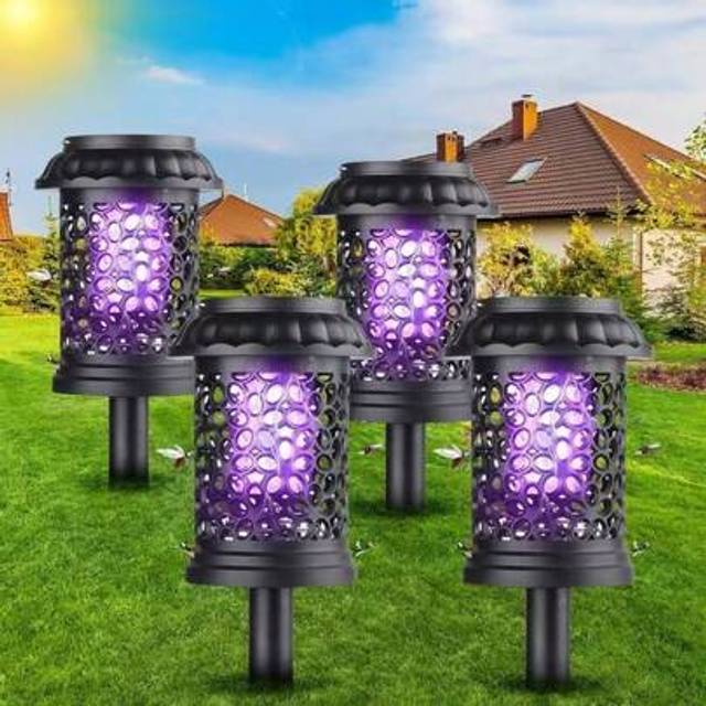 SHEIN Solar Bug Zapper (3in1)Outdoor UV Mosquito Killer Black Fly Repellent Light Waterproof Pest Control Insect Fly Trap LED Insecticidal Lamp Hang Or Stak