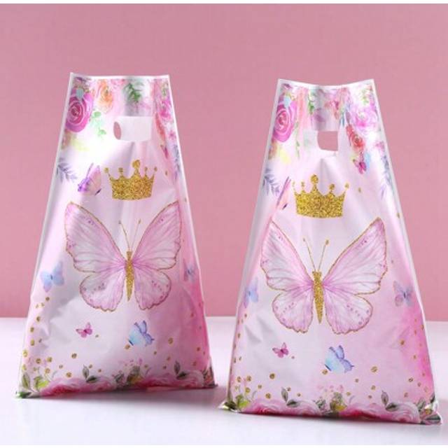 SHEIN 50pcs Pink Butterfly Handbag Gift Bag, Butterfly Birthday Party Gift Packaging Bag, Wedding Party Packaging Bag, Babe Shower Party Butterfly Decoratio