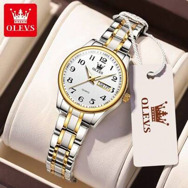 SHEIN OLEVS Luxury Quartz Watch For Women Business High Quality Elegant Stainless Steel Watch Luminous Waterproof Week Date Wristwatch Ladies Dress Watch