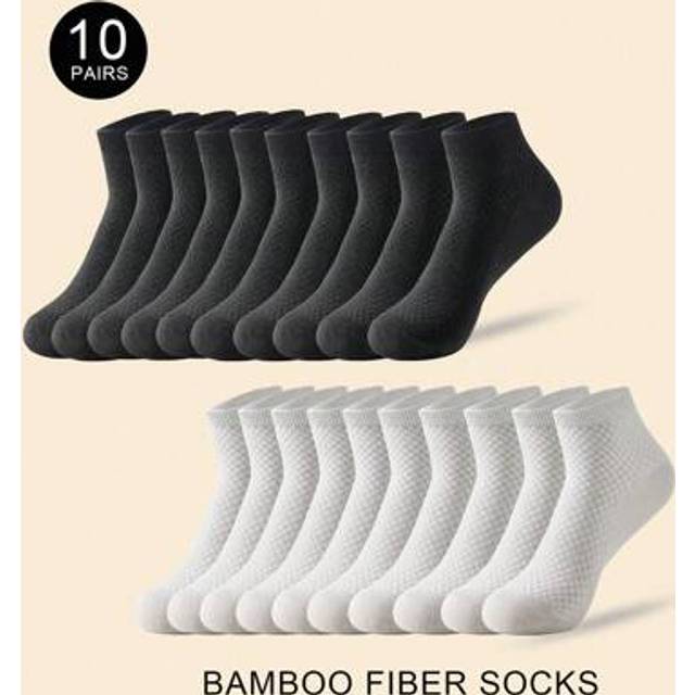 SHEIN 5/10 Pairs High Quality Bamboo Fiber Men&#39;s Short Socks Sweat Absorption Deodorant Men&#39;s Business Casual Formal Black Ankle Socks For Man Spring And Su
