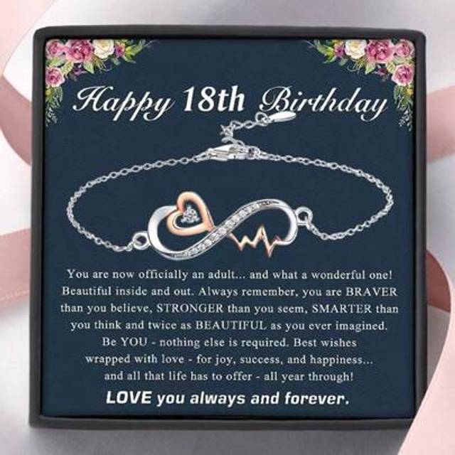 SHEIN 1pc 18th Infinity Heartbeat Bracelet With Card And Box Gift, 18th Birthday Gift