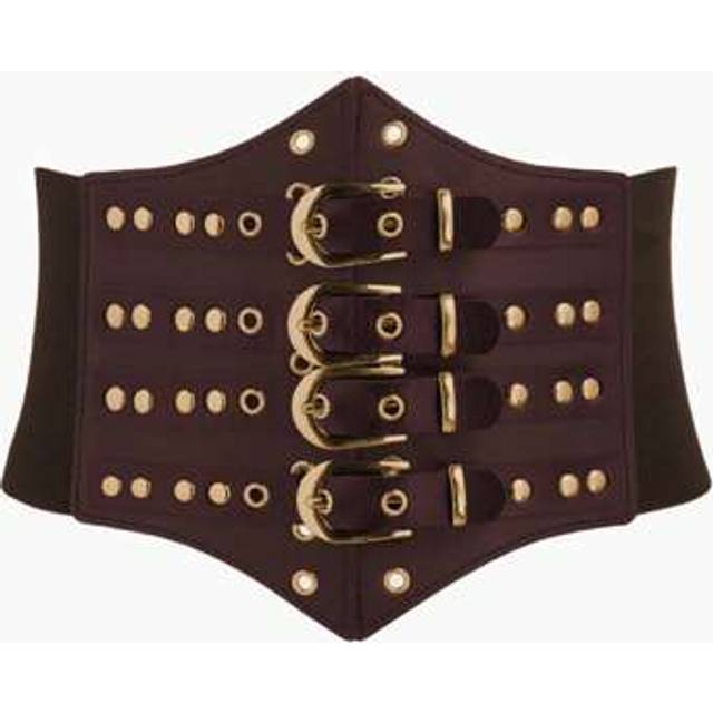 SHEIN 1pc Women&#39;s Brown Gothic Style Double-Breasted Elastic Waist Belt, Suitable For Daily Commute & Street Style Women Corset Belt For Dress,Waist Trainer