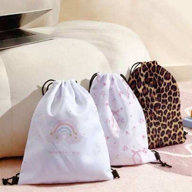 SHEIN 1pc Rainbow, Bowknot, Leopard Print Drawstring Bag, Sports, Fitness, Travel, Swimming, Beach, Workout, Gym Bag For Boy, Girl, Girls, Boys, Students, K