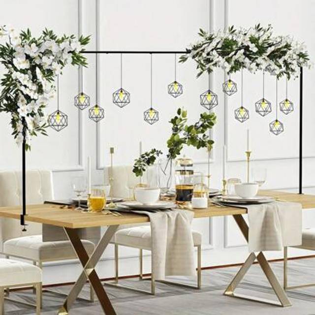 SHEIN 1 Set Adjustable Metal Balloon Arch Stand Kit,Heavy-Duty 82.8x39 Inch Tabletop Rod Frame Perfect For Weddings, Birthdays, Graduation Or Any Party Even