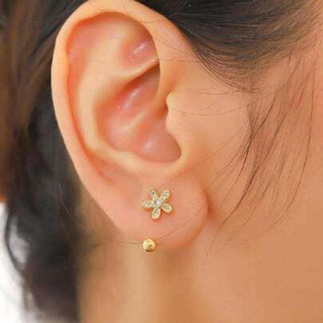 SHEIN 2pcs Zirconia & Stainless Steel C Shaped Ear Studs Screw Helix Earrings For Women, Ideal For Daily Wear & Dating Gift