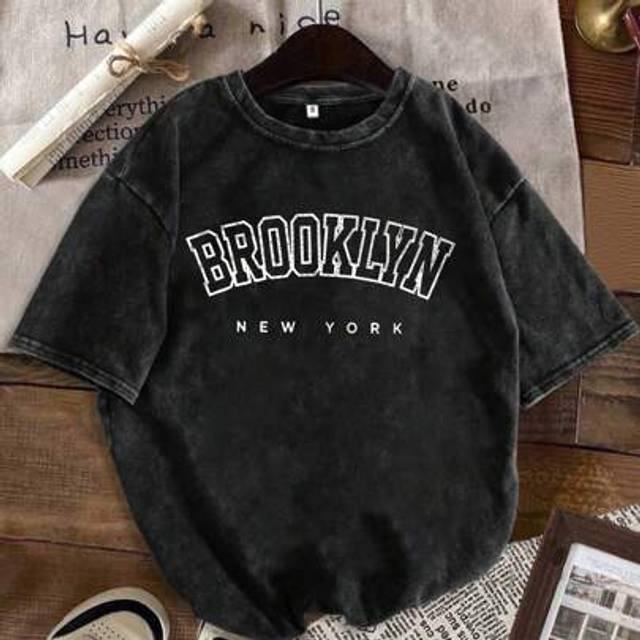 SHEIN Cotton Letter Pattern T-Shirt, Summer Women&#39;s Fun T-Shirt, Short Sleeved Top, Printed Regular Fashion, Stir Fried Big Snowflakes, Washed Water To Make