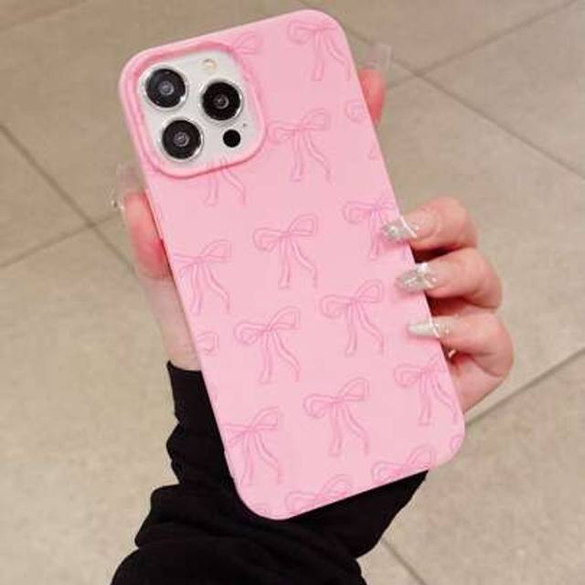 SHEIN Bow-Knot Apple 1pc Large Hole Pink Bow Pinkmas Phone Case For IPhone 16 Pro Max/16/16 Pro/15 Pro Max/15 Pro/15/14 Pro Max/14 Pro/14/13 Pro 13/12 Pro/1