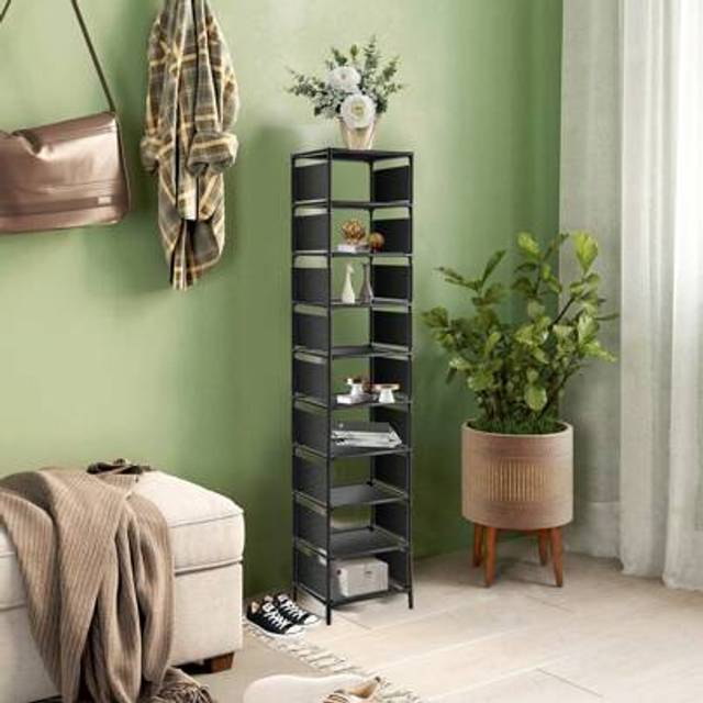 SHEIN Narrow Shoe Rack, 10 Tier For Closet Entryway Tall Slim Vertical Shoe Rack For Small Spaces Shinky Shoe Organizer Space Saving Corner Shelf Shoe Tower