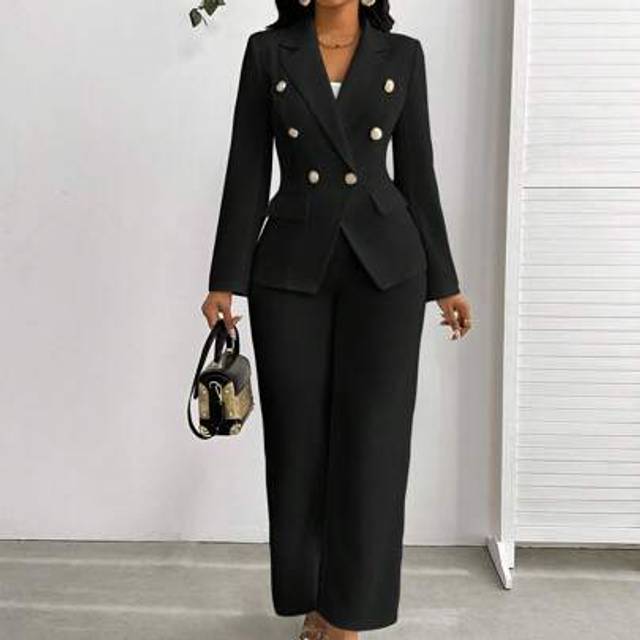 SHEIN Four Seasons Business Casual Woman Office Daily Casual Business Wedding Guest Two Pieces Set Women White Suit Women Suit Sets