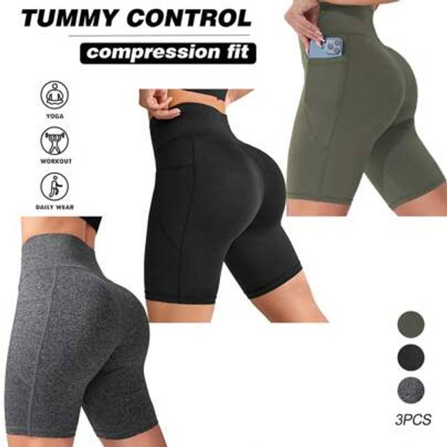 SHEIN Solid Color High-Waisted Slim Fit Sports Shortsbiker Shorts