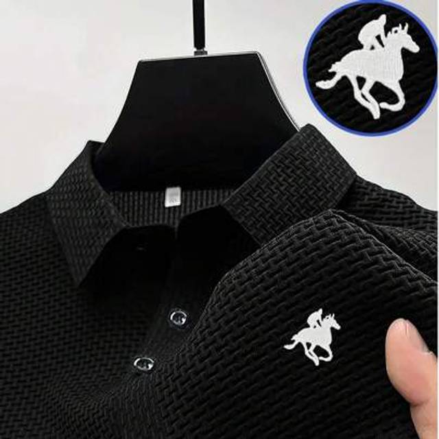 SHEIN 1pc Exquisite Embroidery Design Men&#39;s Business Casual Polo Shirt, Soft Breathable Fabric, Suitable For Golf, Tennis, Outdoor Travel, Leisure, Great Gi