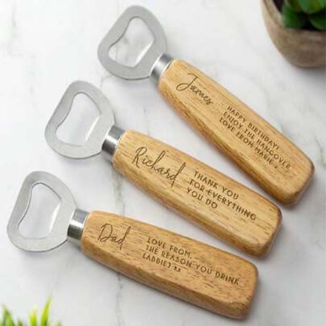 SHEIN Personalised Bottle Opener Your Text Here 1 Wooden Bottle Opener Laser Engraved UK Fathers Day, Birthday Christmas Gift For Him,Christmas Gifts,Merry
