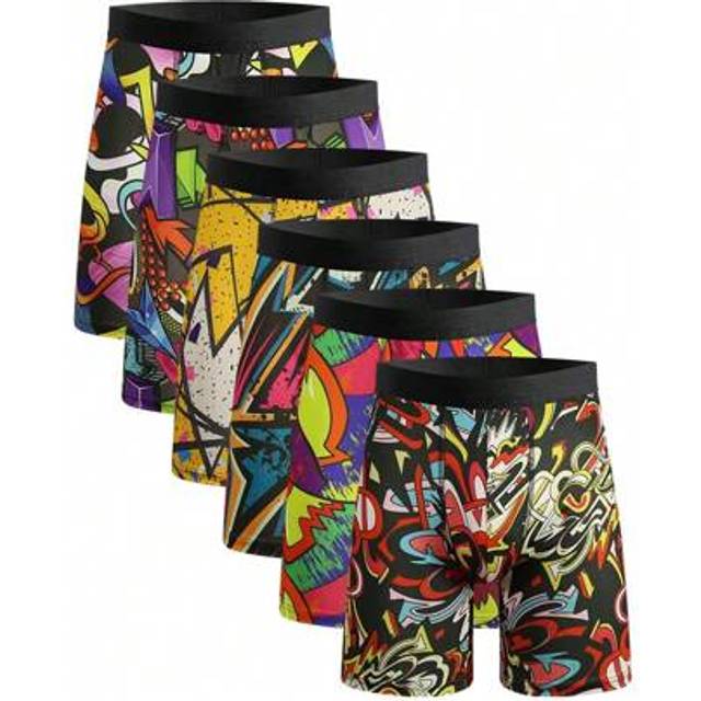 SHEIN 3pcs Pack Random Digital Print Loose Fit Boxers, Western Styles For Men