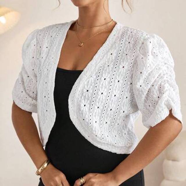 SHEIN Plus Size Solid Color Thin Jacket, Short Sleeve, Fashion Suitable For Summer
