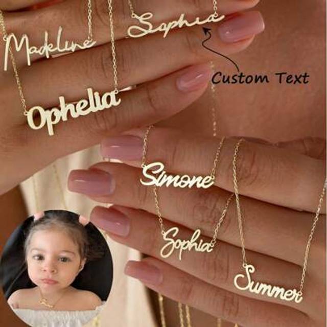 SHEIN 1PC Personalized Children Boys And Girls Simple Name Stainless Steel Necklace ,Customized For Delicate Gift For Kids, Baby Shower,Back To School Winte