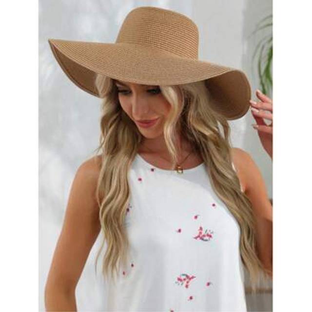 SHEIN 1pc Women&#39;s Sunshade Wide-Brimmed Hat Fashion Light Board Beach Straw Hat