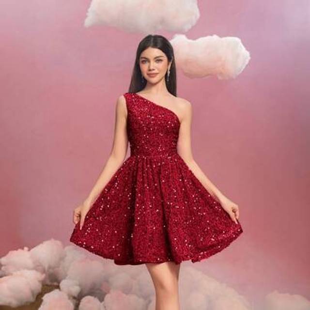 SHEIN Teen Girls&#39; Elegant One-Shoulder A-Line Sequin Teen Formal Dress | School Formal Events, Graduation Galas, Wedding Guest Outfits