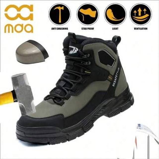 SHEIN Safety Shoes Steel Toe Shoes For Men Non-Slip & Puncture Resistant Anti Shock Work Trainer Lightweight Safety Work Shoes For Construction, Warehouse,