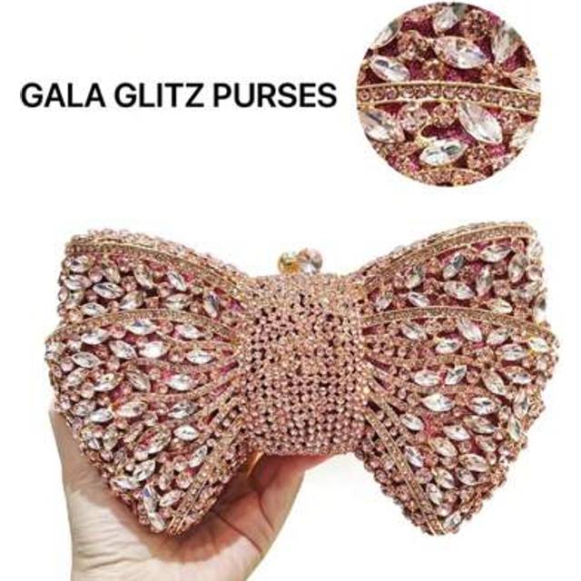 SHEIN A Classy Dinner Bag In The Shape Of A Cute Bow,Glitter Bling,Shiny Glamorous,Design Women Crystal Clutch Bag Rhinestone Handbags Evening Bag, Sparkly