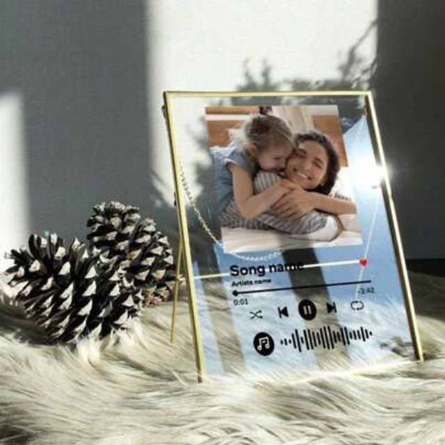 SHEIN 1pc Custom Personalized Music Photo Frame, Custom Photo Album Cover Customized Music Song Frame, Customized Photo PlaqueArt Album Cover For Mom With P
