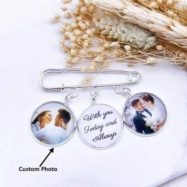 SHEIN Custom Photo Wedding Boutonniere Pin, Custom Photo Lapel Pin, Memorial Pin, Groom Boutonniere Pin, Wedding Photo Charm, Wedding Lapel Pin, Groom Pin