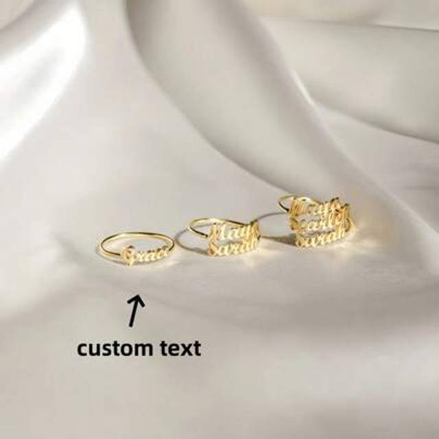 SHEIN 1pc Gold Silver Rose Gold Custom Personalized Multi-Name Ring Double Name Ring Personalized Gift Engagement Wedding Gift Jewelry Gift