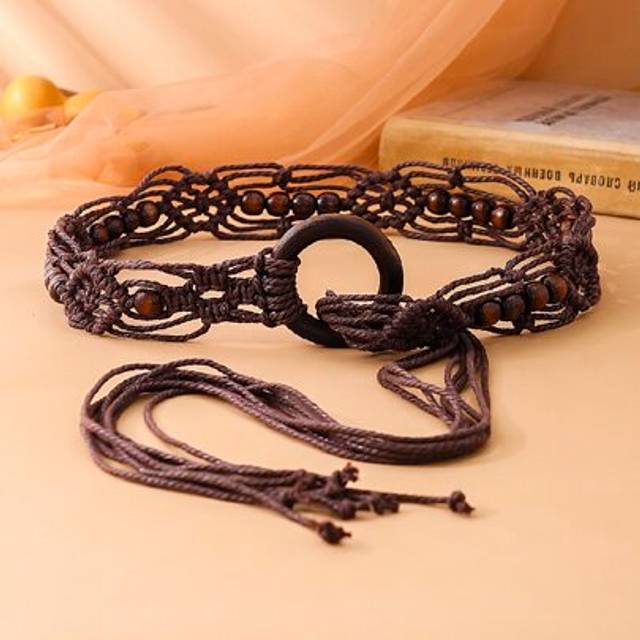 SHEIN Minimalist Beaded Hand-Woven Waist Rope Belt Halloween