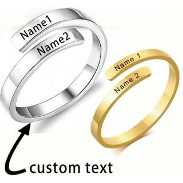 SHEIN Customized Gold & Silver Open Ring, Suitable For Family Name Customization, Gift For Relatives And Friends, Mother&#39;s Day Gift For Mom From Daughter