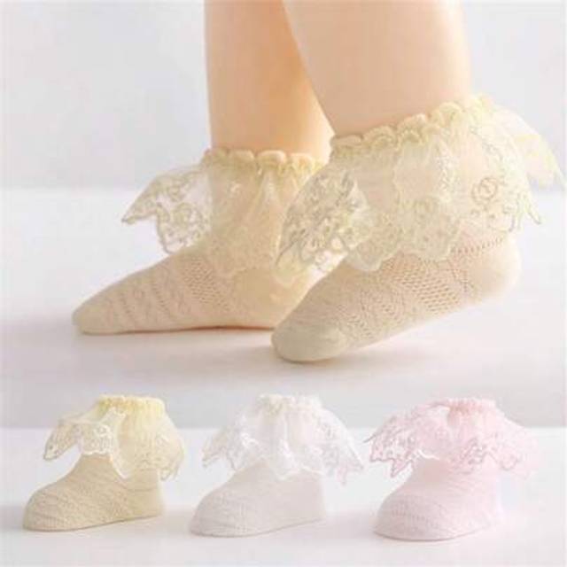 SHEIN 3Pairs/Lot Baby GirlsNew Baby Girls Socks Kids Girl Frilly Lace Tutu Socks Children Dance Princess Sock Flowers Ruffled Solid Ankle Socks ï»¿ For 0-3Y
