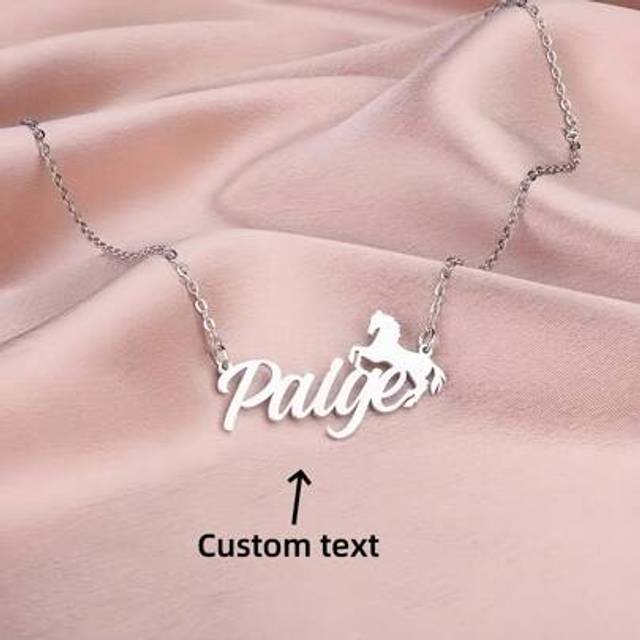 SHEIN 1pc Silver Rose Gold Multi-Style Optional Custom Creative Personality DIY Horse Name English Letter Necklace, Mother&#39;s Day Birthday Anniversary Gift V